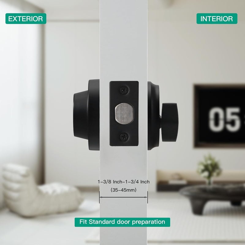 YAGU Contemporary Round Single Cylinder Deadbolt Lock for Front Door Entrance Modern High Security Heavy Duty Pack of 1– Matte Black Finish - Image 4